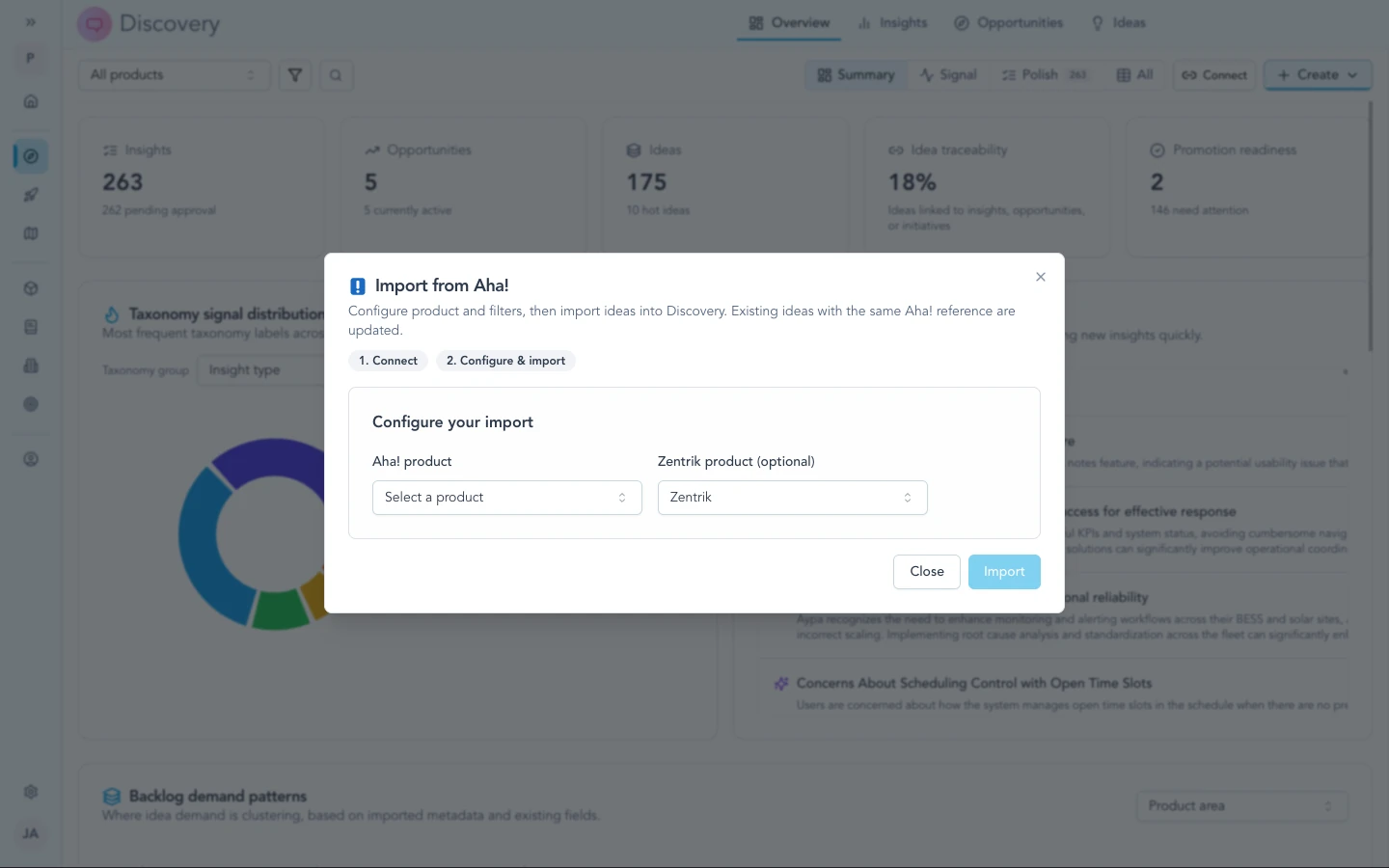 Configure which Aha! ideas to import into Zentrik Discovery.